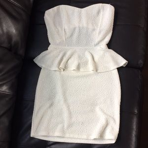 Strapless Cream Open Back Bodycon Dress